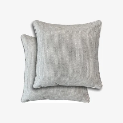 The Range Chester Herringbone Design Pair of Cushion Covers - 43x43cm - Cases Only - Grey