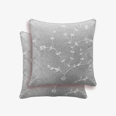 The Range Tivoli Floral Embroidery Pair of Cushion Covers - 43x43cm - Cases Only - Natural