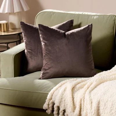 The Range OHS Matte Velvet Cushion Covers - Brown / Machine washable at 40°C. Tumble dry friendly. Do not bleach or iron.