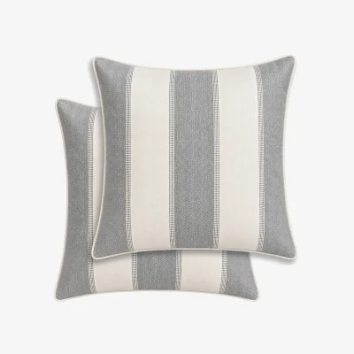 The Range Henley Woven Stripe Pair of Cushion Covers - 43x43cm - Cases Only - Grey