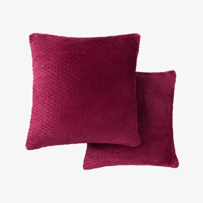 The Range OHS Waffle Fleece Cushion Covers - Burgundy / Machine washable at 40°C. Tumble dry friendly. Do not bleach or iron.
