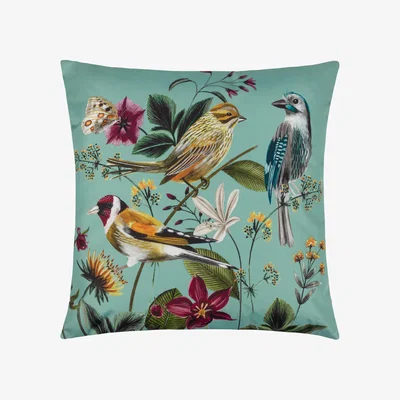 The Range Garden Birds Outdoor Cushion Cover - Aqua