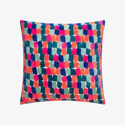 The Range Metro Blocks Velvet Jacquard Square Cushion Cover - Multi