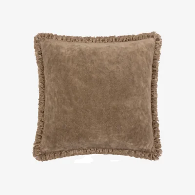 The Range Bertie Cotton Velvet Cushion Cover - Chocolate