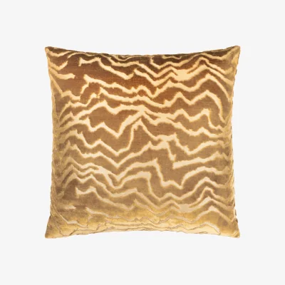 The Range Tierra Cut Velvet Abstract Cushion Cover - Brass