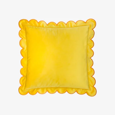 The Range Lil Scallop Velvet Cushion Cover - Lemon/Ginger