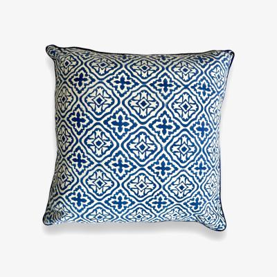 Wolf & Badger Blue Atlas Cushion Cover Handblock One Size Remind Collection