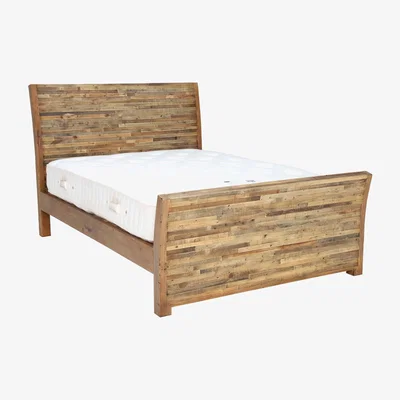 Barker and Stonehouse High End Double/King/Super King Bed Frames - Reclaimed Wood - Light Brown - W148 x D218 x H129cm - Barker &amp; Stonehouse