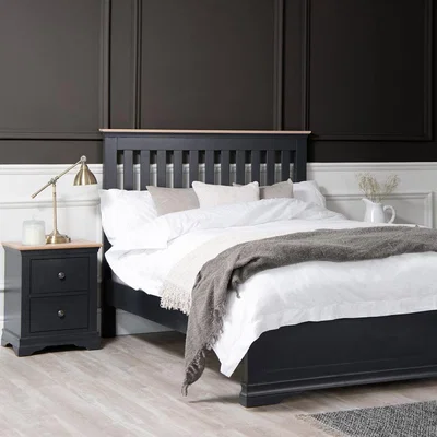 Chiltern Oak Furniture Florence Midnight Grey Painted Oak Super King Size Bed Frame