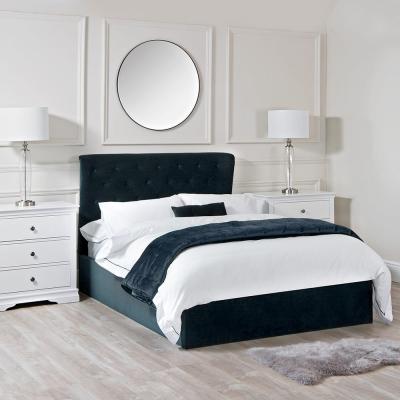 Chiltern Oak Furniture Chelsea End Lift Ottoman Super King Size Bed Ink Velvet