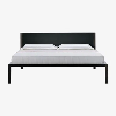 The Conran Shop Unanotte Bed Grey-Varnished Oak & Pelle Nappa Leather Super King