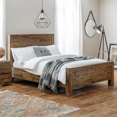 Furniture123 Hoxton Wooden Super King Size Bed Frame with Rustic Oak Finish - Julian Bowen