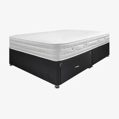 Furniture123 Airsprung Aria 1000 Memory Mattress with Black 2 Drawer Platform Divan Bed - Super King