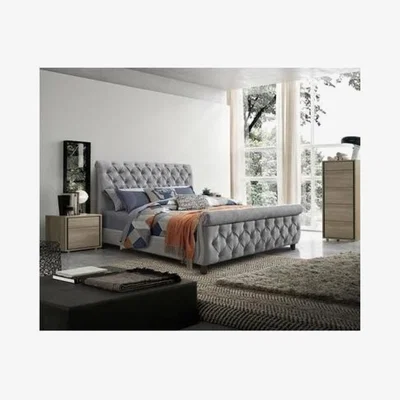 Furniture123 Anna Scroll Headboard and Footboard Super King Size bed in Grey