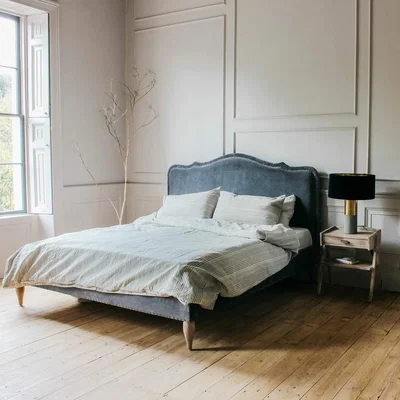 Graham & Green Genevieve Grey Velvet Super King Size