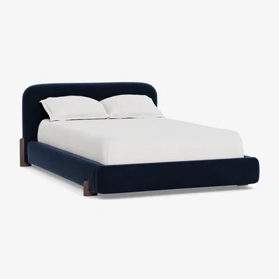Heal's Heal's Nuvola Super King Bed Smart Velvet Dusk Natural Oak Feet - Heal's UK Bedroom Furniture