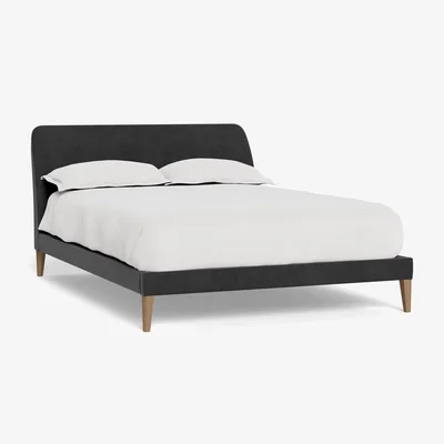 Heal's Heal's Wallis Bedstead Super King Smart Luxe Velvet Nickel Walnut Feet - Heal's UK Bedroom Furniture
