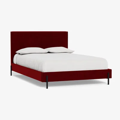 Heal's Heal's Tortona Super King Bed Smart Luxe Velvet Mulberry Black Feet