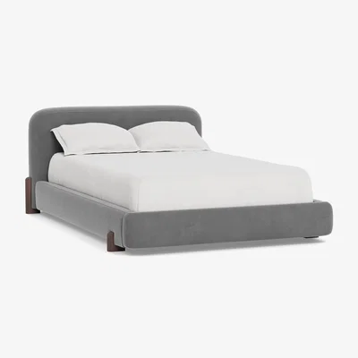 Heal's Heal's Nuvola Super King Bed Smart Velvet Mercury Walnut Stained Oak Feet - Heal's UK Bedroom Furniture