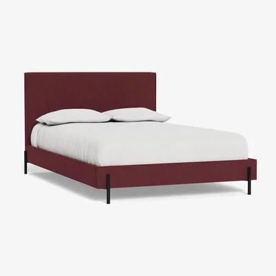 Heal's Heal's Tortona Super King Bed Smart Linen Mix Maroon Black Feet