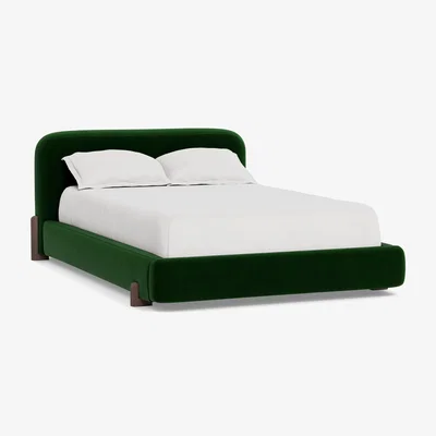 Heal's Heal's Nuvola Super King Bed Smart Velvet Forest Natural Oak Feet - Heal's UK Bedroom Furniture