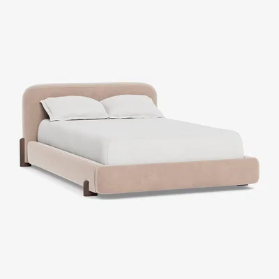 Heal's Heal's Nuvola Super King Bed Smart Velvet Pebble Natural Oak Feet - Heal's UK Bedroom Furniture