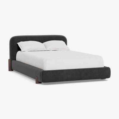 Heal's Heal's Nuvola Super King Bed Smart Luxe Velvet Nickel Walnut Stained Oak Feet - Heal's UK Bedroom Furniture