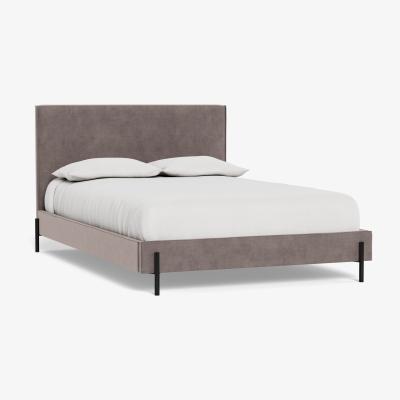 Heal's Heal's Tortona Super King Bed Smart Luxe Velvet Mushroom Black Feet