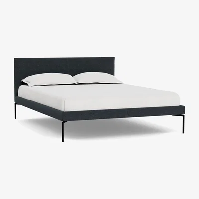 Heal's Heal's Matera Bedstead Super King St Moritz Wool Grey Black Feet - Heal's UK Bedroom Furniture