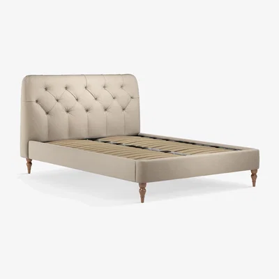John Lewis John Lewis Button Upholstered Bed Frame, Super King Size, Brushed Tweed Beige