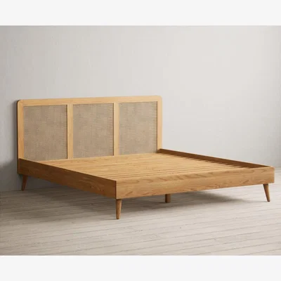 Oak&More Oak Rattan Super King Size Bed