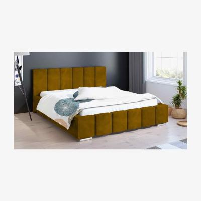 The Range Louise Upholstered Plush Velvet Bed Frame - Yellow / Superking