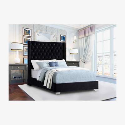 The Range Noah Upholstered Plush Velvet Bed Frame - Black / Superking