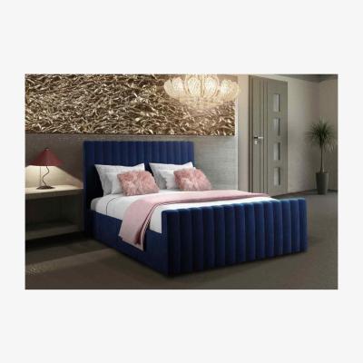 The Range Jessica Contemporary Plush Velvet Bed Frame   - Blue / Superking
