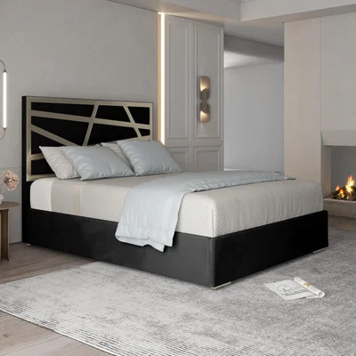 The Range Arabella Upholstered Soft Velvet Metal Bed Frame - Black / Superking