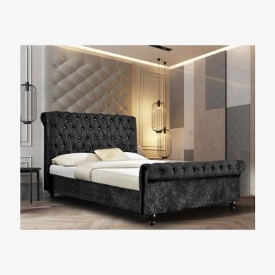 The Range Alice Upholstered Crush Velvet Bed Frame - Black / Superking