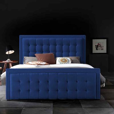 The Range Teigra Upholstered Plush Velvet Bed Frame - Blue / Superking