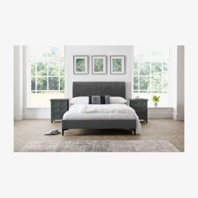The Range Diamond Premium Quilted Velvet Bed - Grey / Super King
