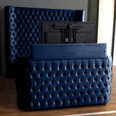 The Range Elisa Plush TV Bed Frame - Blue / Superking