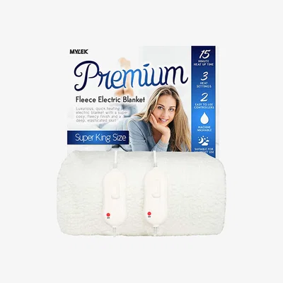 The Range Electric Blanket Bed Fleece Fitted Heated Mattress Cover - White / Super king