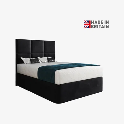 The Range Caprio Upholserted Floorstanding Headboard With Divan Bed Frame - Black / Superking
