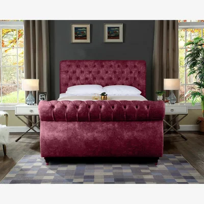 The Range Serra Plush Velvet Bed Frame - Maroon / Superking