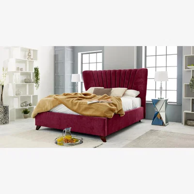 The Range Dura Plush 4 inch solid thick Bed Frame with Winged Headboard - Maroon / Single