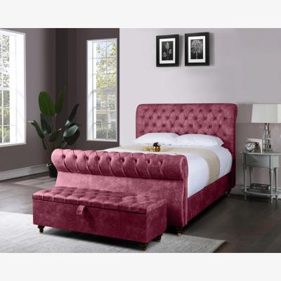 The Range Serra and Ottoman Plush Velvet Bed Frame - Maroon / Superking