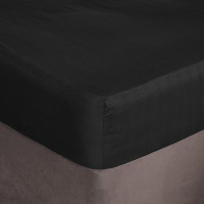 The Range Satin Stripe Fitted Sheet Bed Hotel Luxury Hotel Bedroom - Black / Superking