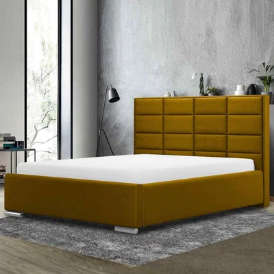 The Range William Upholstered Plush Velvet Bed Frame - Yellow / Super King / 210cm