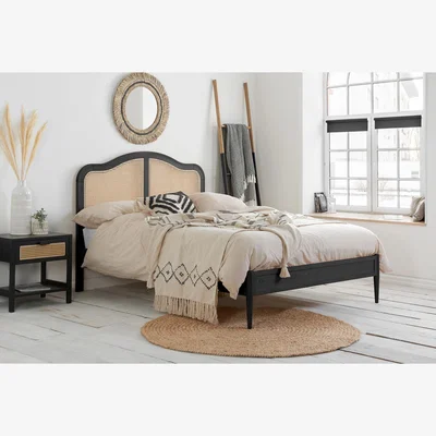 The Range Leonie Super King Rattan Bed - Black