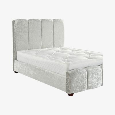 The Range Chloe Panel Luxury Crushed Velvet Upholstered Bed Frame - Silver / Superking