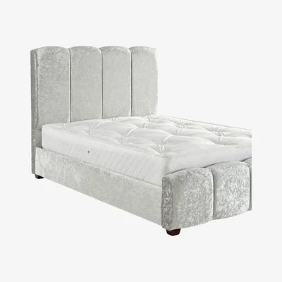 The Range Chloe Panel Luxury Crushed Velvet Upholstered Bed Frame - Silver / Superking