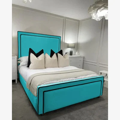 The Range Bianca Plush Bed Frame - Teal / Superking